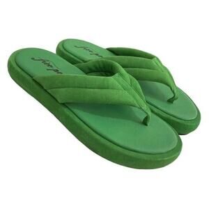 Free People Wonderland Green Leather Suede Thong Platform Sandals 36.5 US 6.5